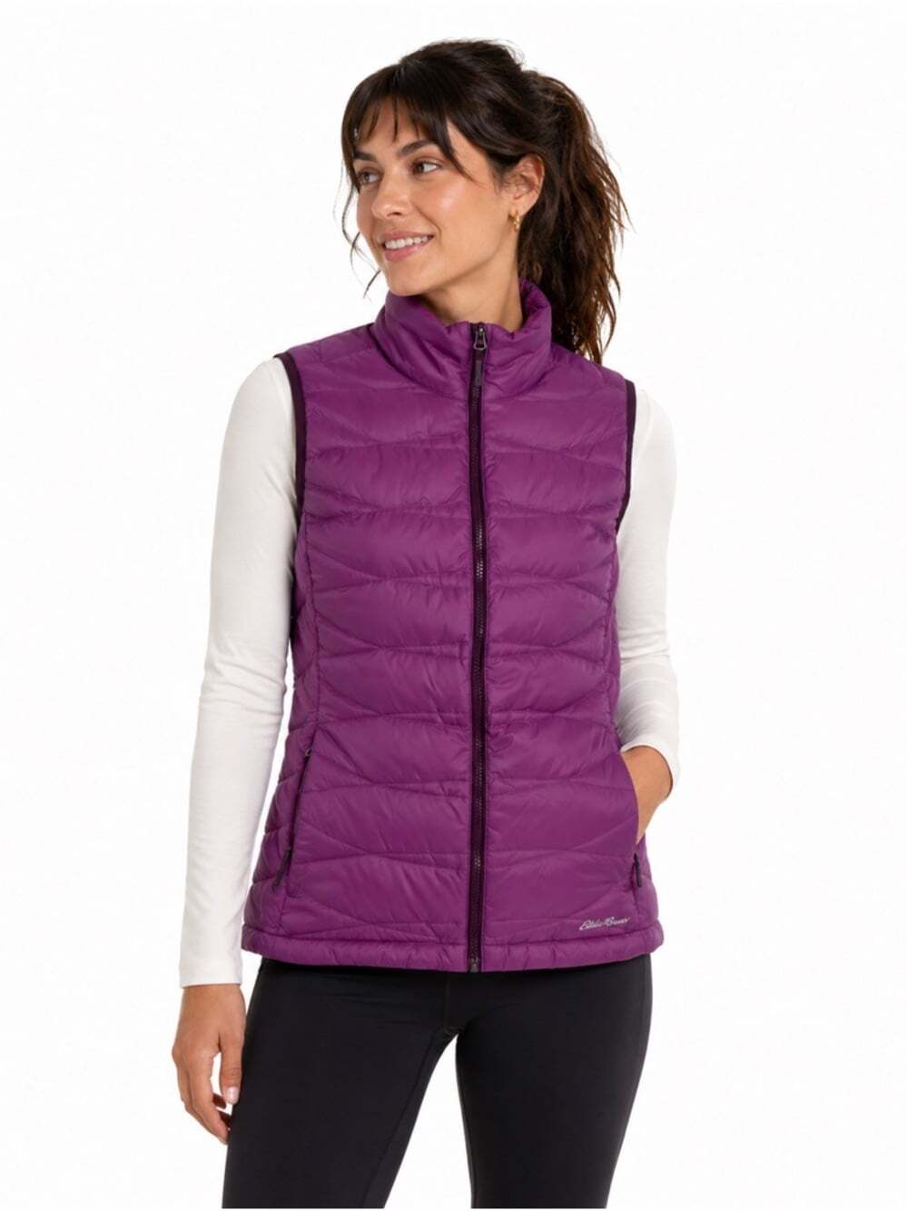 Eddie Bauer Women’s Purple Quilted Down Puffer Vest Size Medium